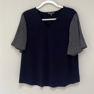 Adrianna Papell Navy Blouse XL NWOT